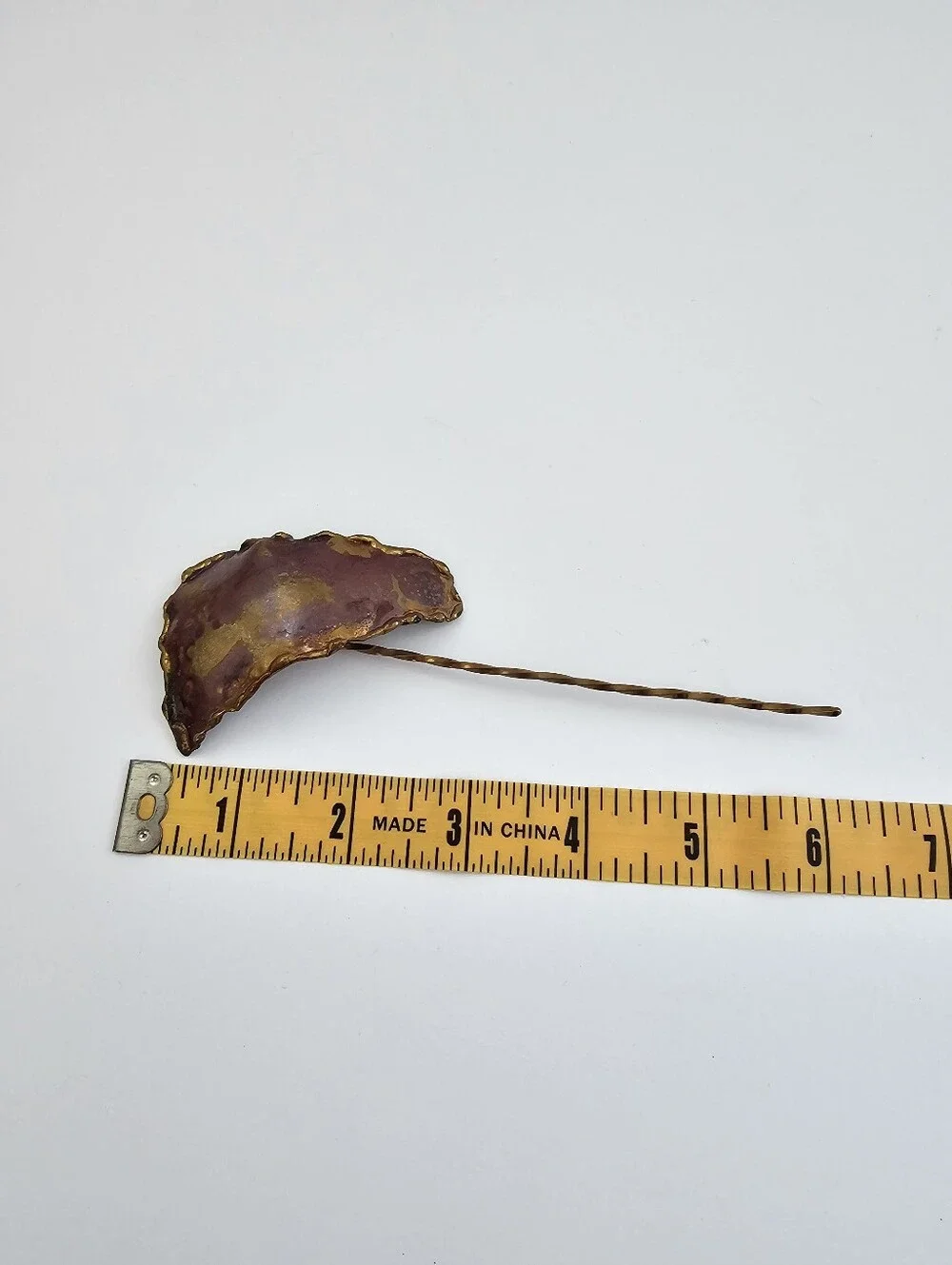Vintage Brenda Peo Signed Flame Painted Copper Stick Pin, Bpeo Southwestern